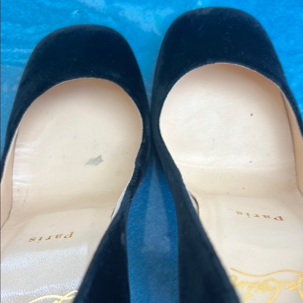 Christian Louboutin Black Velvet Heels size 37 - Picture 6 of 13